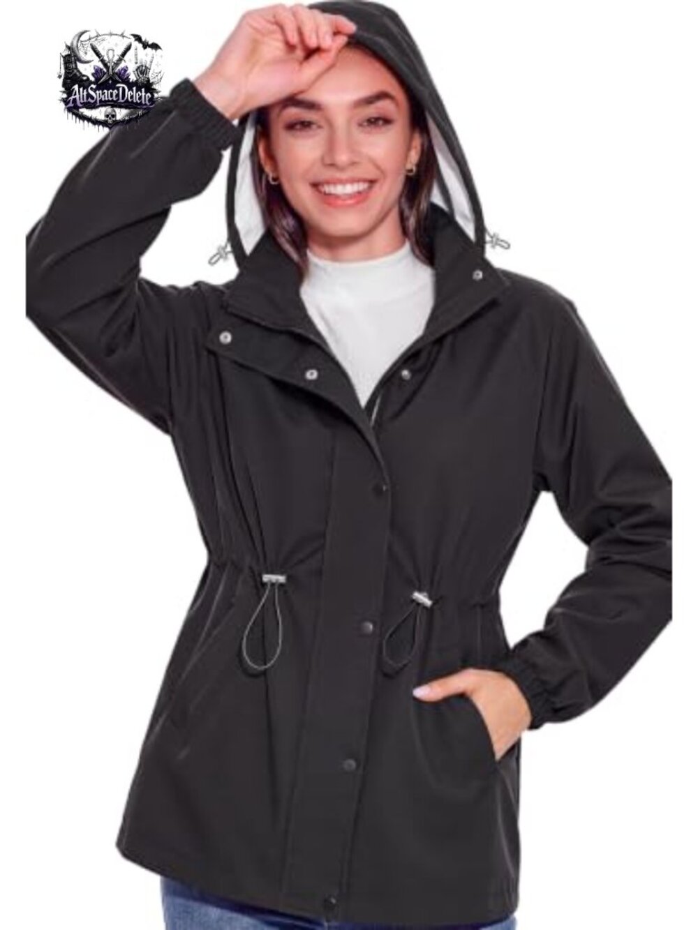 Lightweight Hooded Waterproof Rain Jacket Women Packable Raincoat